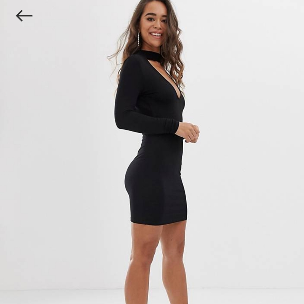 EUC Asos Plunge Neck and Back Bodycon Dress